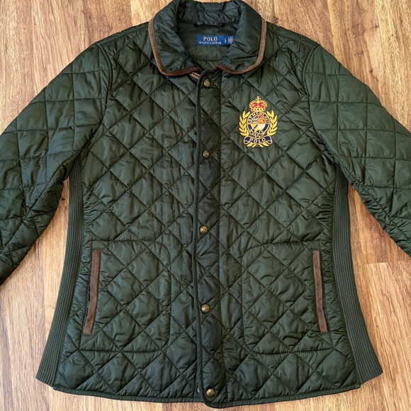 Polo Ralph Lauren Women's quilted crest embroidered Jacket Coat-LARGE - Picture 1 of 10